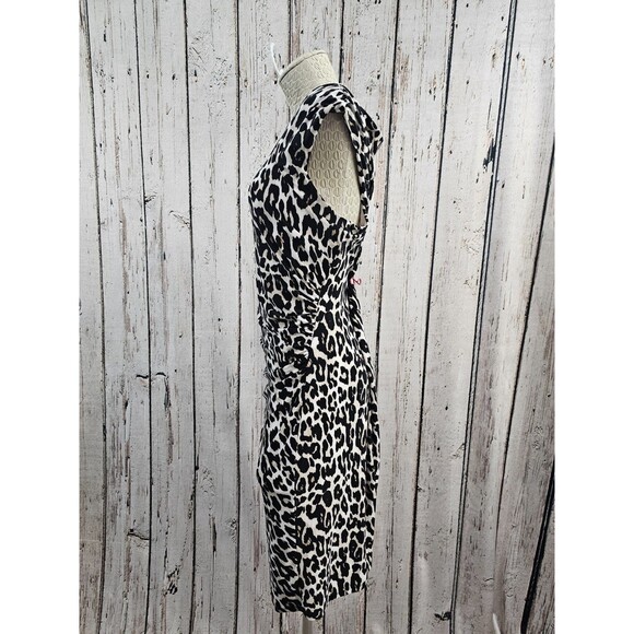 ALK Women's 14 Catherine Malandrino Cheetah Asymmetrical Ruched Sheath Dress EUC - Picture 7 of 10